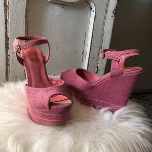 High fashion pink wedges